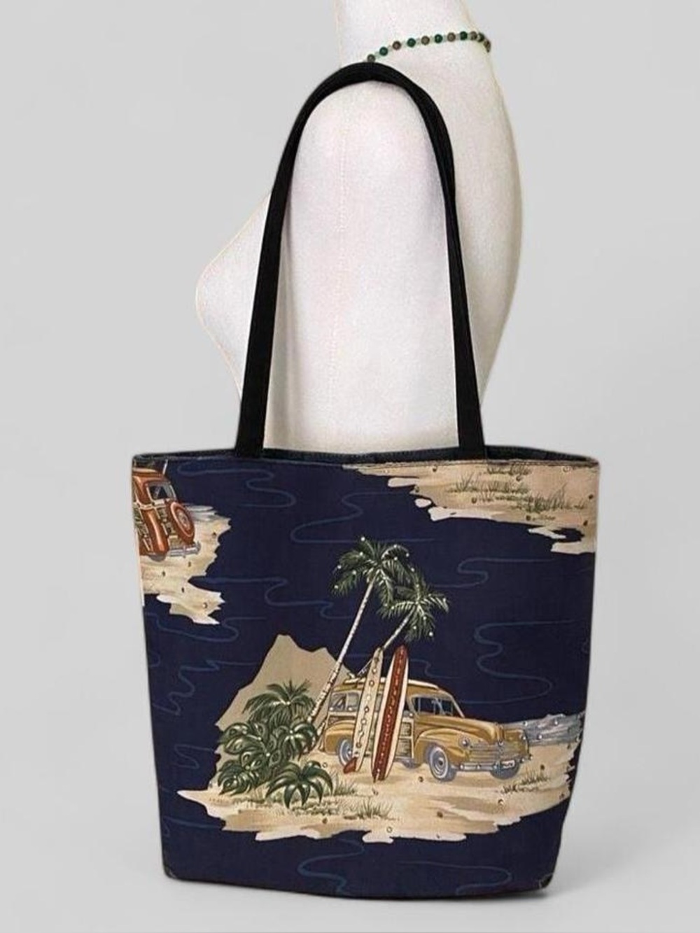 Rhinestone Woody Surfboard Hawaiian Beach Tote Bag Palm Tree Purse